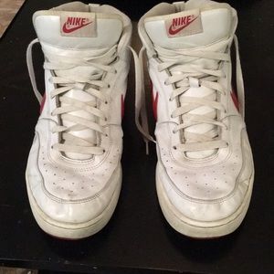 Nike basketball shoes (white and red)